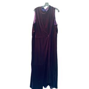 Lane Bryant Purple Velveteen Maxi Dress 26/28 Sleeveless Holiday Party Formal